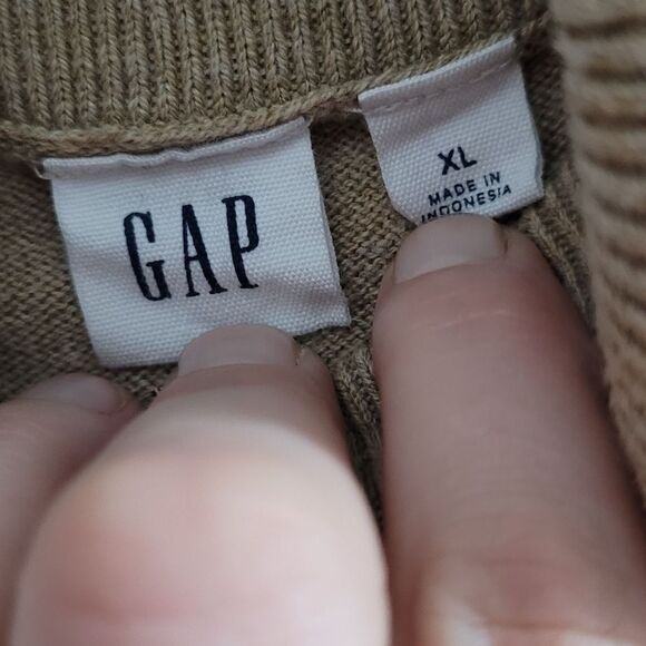 Gap Tan Heather Acrylic Turtleneck Sweater with seam detailing XL - Picture 3 of 4